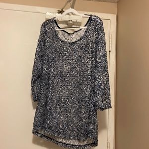 NWOT JM Collection Bathing Suit cover up XL or tunic Navy & White